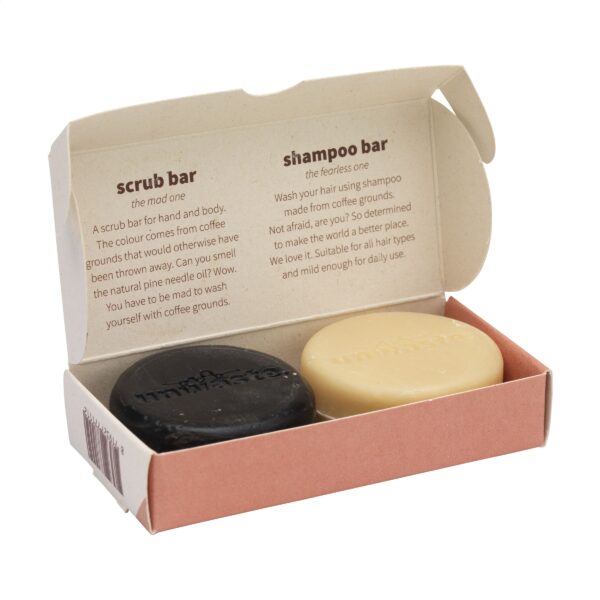 Unwaste Duopack Scrub & Shampoo bar Koffieolie – Bild 5