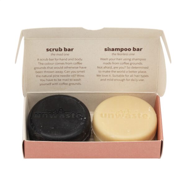 Unwaste Duopack Scrub & Shampoo bar Koffieolie – Bild 7